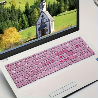 Super Cute Bear & Heart Design Waterproof Silicone Keyboard Case for HP Star 15 Series Laptops - Soft, Playful, and Durable Protection with Pink Heart Pattern, Ideal for Youngsters, Laptop Protection | Playful Design | Silicone Case, Laptop Keyboard Protector