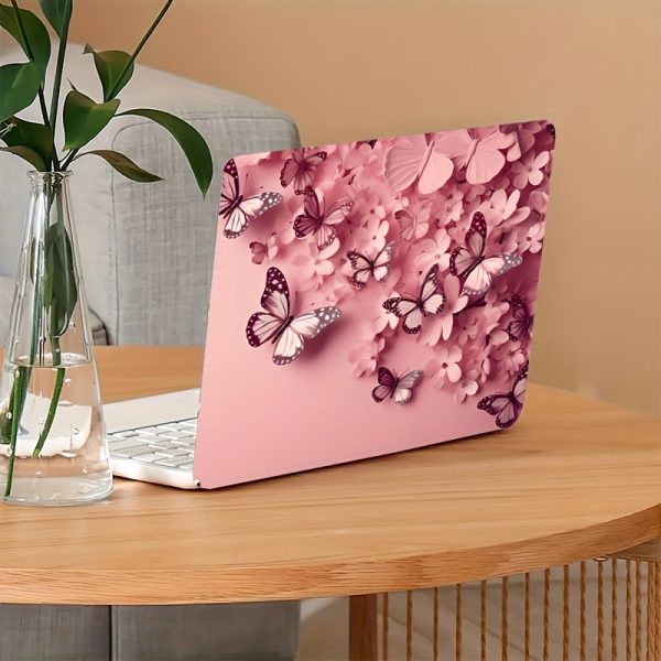 2pcs 3D Pink Butterfly Vinyl Laptop Sleeve Stickers - Waterproof, Scratch-Resistant PVC, Easy Apply & Remove, No Marks, Fits 33.02-38.1cm Laptops, Decorative Floral Design, Perfect Digital Gift - Image 7