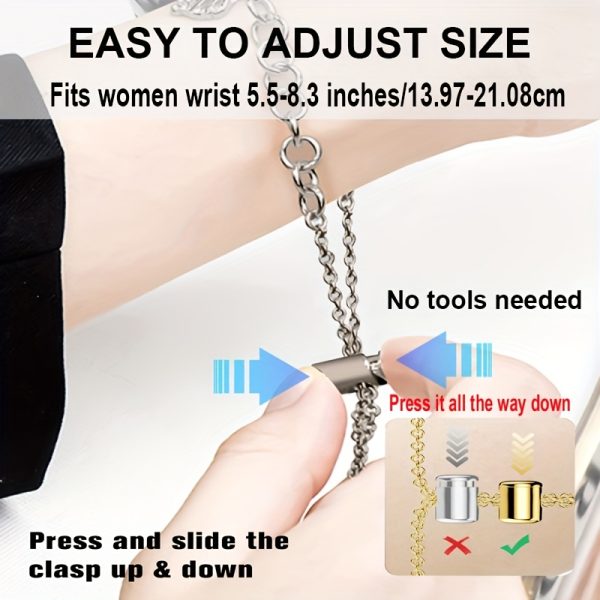 Elegant Beaded Chain Bracelet Charm for Apple Watch Ultra SE Series 10-1, 38mm-49mm, Adjustable Jewelry Strap with Butterfly & Flower Accents, Ideal for Valentine'S Day or Birthday Gift ( only Bracelet - Image 9