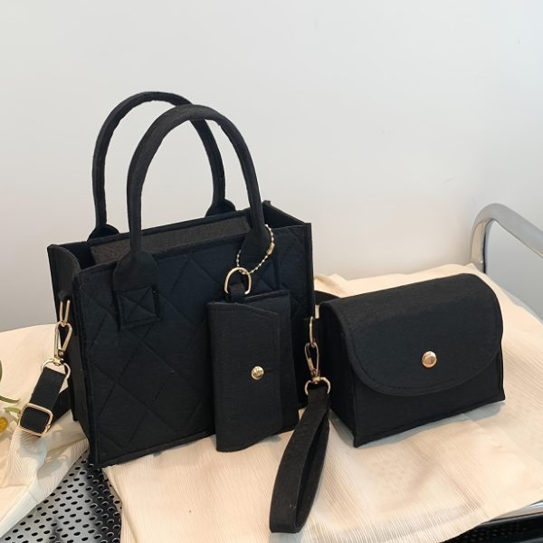 3pcs Embossed Women'S Handbag Set - Stylish Crossbody Bag, Clutch, and Wallet, Solid Color Casual Square Bag, Fashionable Fabric for Daily Use - Image 13