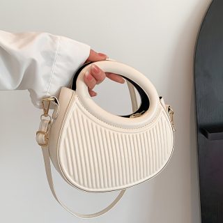Chic Black Embossed Striped Ladies' HandbagSummer Versatile Crossbody Pleated Bag with Trendy PersonalityElegant, Stylish & Niche-Designed Handheld/ Handbag for Women's CommutingAvailable in 3 Colors