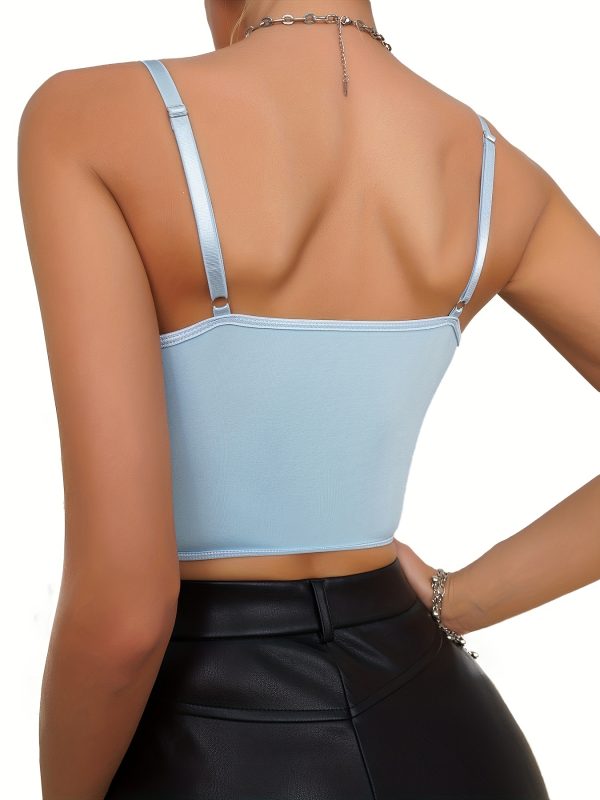 Women's Elegant Floral Embroidered Boned Corset Top - Push-Up Underwire Bra with Adjustable Lace Trim, Slimming Waist Trainer for Summer, Light Blue, Supportive Undergarment | Delicate Lace Detail | Intricate Embroidery - Image 3