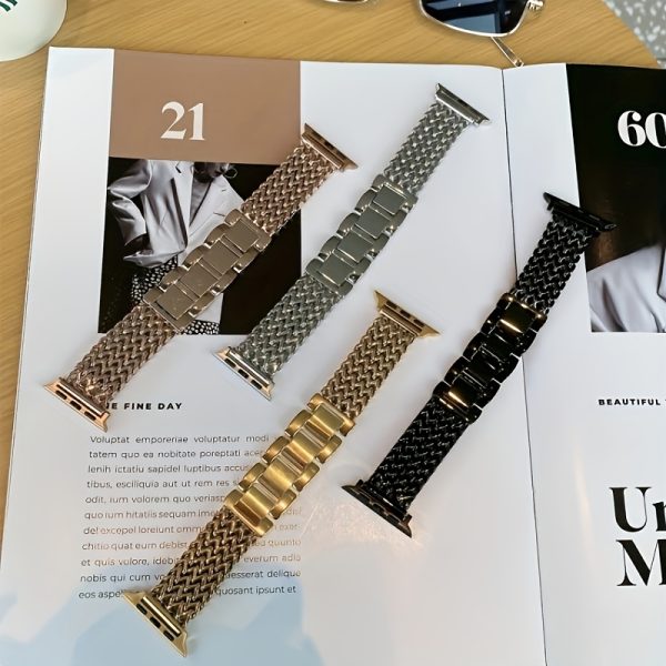Stainless Steel Love Woven Watch Band S10 Can Be Used Compatible with 38mm 40mm 41mm 42mm 44mm 45mm 49mm Creative Summer Ins Breathable Suitable for Series 10 9 8 7 6 5 4 3 2 1 SE/Ultra Christmas Valentine'S Day Perfect Gift