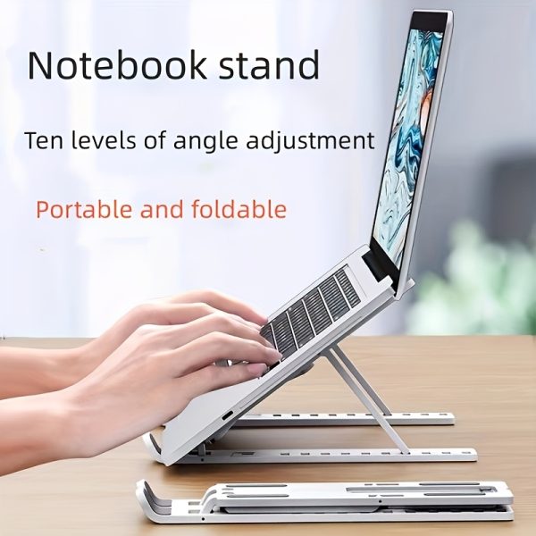 Portable Plastic Laptop Stand - Ergonomic Angle Adjustment, Lightweight Durable Design, Stable Base for Full-Model Support, Desktop Cooling & Workspace Organization - Home & Office Use - Image 7
