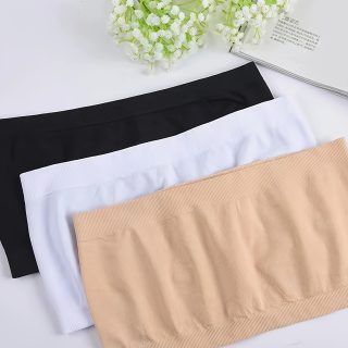 3pcs Women's Elegant Strapless Tube Tops - Smooth Polyester-Spandex Blend, No Underwire, Lightweight Stretchy Fabric for Everyday, Work & Party Wear - Black, White, Beige
