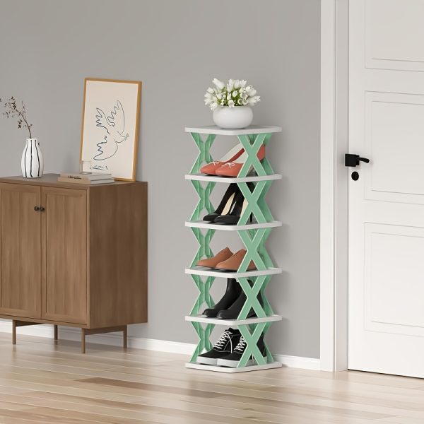 Space-Saving Foldable Shoe Rack, Compact Storage Box for Shoes - Suitable for RVs, Bathrooms, and Dormitories with Dual Row Design - Durable PVC Plastic - Image 8