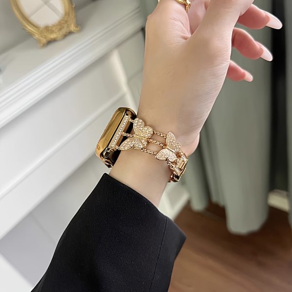 Add glory to your watch with a BIIFAKOO one double butterfly strap - Compatible with i Watch Series S10 available 9/8/7/6/5/4/3/2/1/SE/Ultra - Shiny and stylish, suitable for women 38mm 40mm 41mm 44mm 45mm 49mm - Image 8