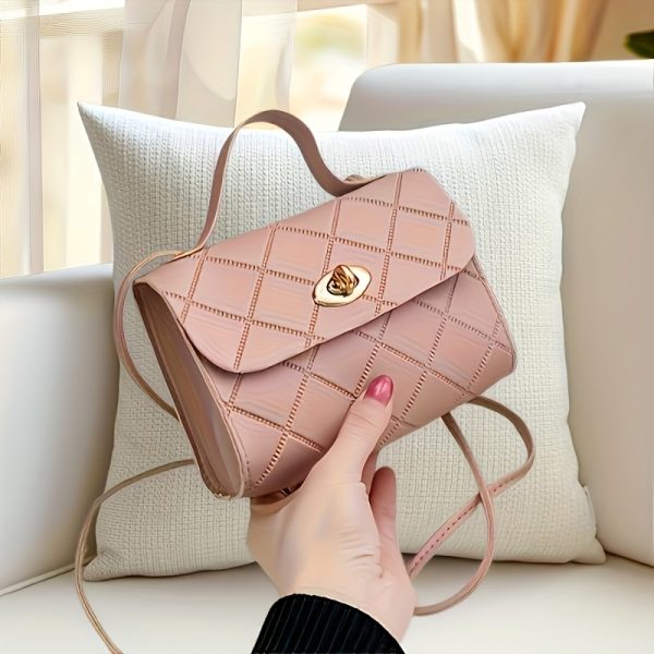 Fashionable lady's mini handbag - Fashion black with striped design, perfect for daily commuting. Women's quilted crossbody handbag, small top handle clutch, designer handbag, handbag, handbag - Image 11