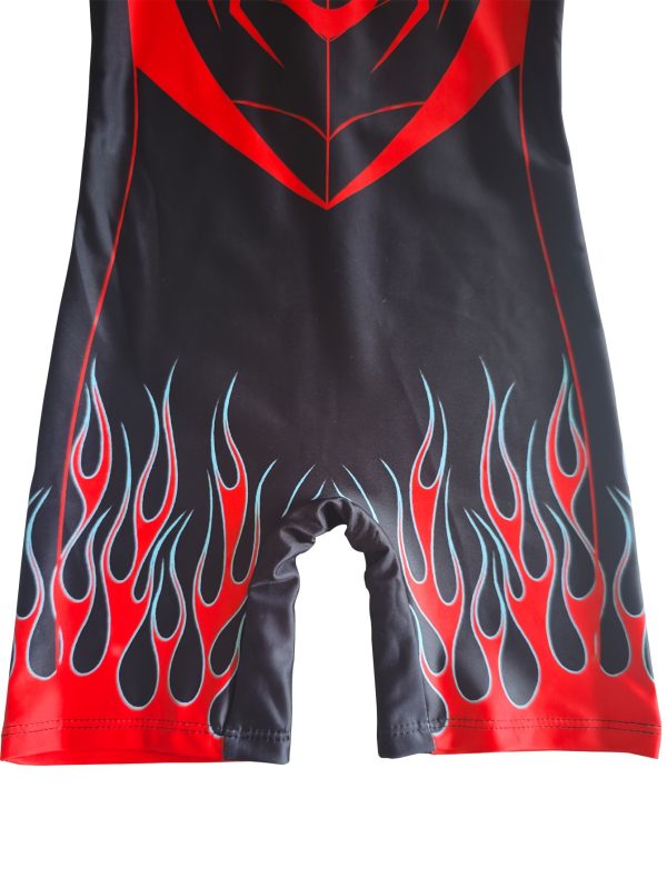 Spider Flame Print Short Sleeve One-Piece Zipper One-Piece Swimsuit Swimming Cap Fashion Leisure Water Park Pool Beach Seaside Hot Spring Vacation - Image 4