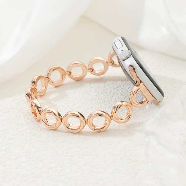 1pc Gold-Plated Stainless Steel Watch Band, Fashionable Jewelry Clasp Strap for Apple Watch Series 1-10/SE, Compatible with 38mm-49mm iWatch Models, Non-Water Resistant Replacement Wristband - Image 9