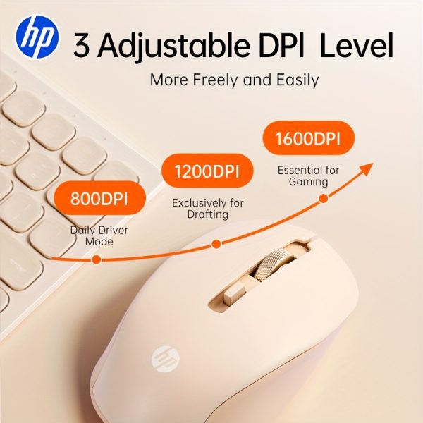HP S1000 PLUS Wireless Mouse - Ultra-Slim, Adaptive Ergonomic Design, 2.4GHz Wireless Connectivity, 3 DPI Settings, Quiet Click, Plastic Body, Ambidextrous - Ideal for Gaming & Office Use, Mouse Movement Smoothness|Sleek Appearance|Wireless Connectivity - Image 6