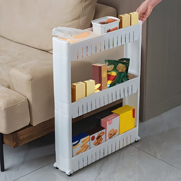3-Tier Ultra-Narrow Refrigerator Edge Gap Organizer - Freestanding Cart for Bathroom and Living Room Storage - Suitable for Hotel Home Kitchen Bathroom Living Room Scenarios - Image 7