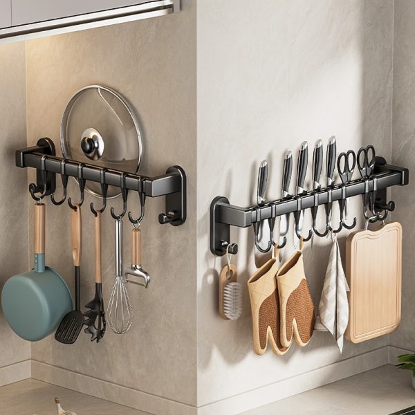 WONGIRL Carbon Steel Kitchen Organizer Rack - Ideal for Chopsticks, Knives & Seasonings | Easy Install with Adhesive or Screws - Image 11