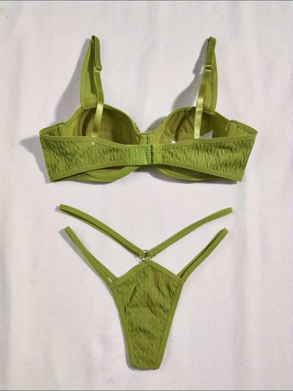 Women'S Comfortable, Lightweight, Solid Beige Bra Set with Rhinestone Accents - No Padding, Perfect for Everyday Wear, Everyday Bra Set|Minimalist Bra Design|Comfortable Bra - Image 4