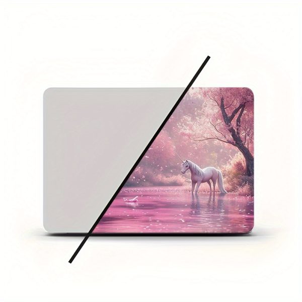 3pcs - 1pc Spare, PVC Laptop Skin with Tranquil White Horse & Pink Cherry Blossom Design - Scratch-Resistant, Self-Adhesive - Customizable for 30.48-39.62cm Notebooks - DIY Easy, Notebook Skin | Serene Landscape Art | PVC Material - Image 8