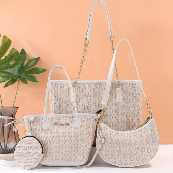 New Fashion Tote Bag for Women, Mother and Daughter Multi-Piece Set, Simple Popular Ladies' Shoulder Bag, Versatile Handbag, Woven Straw Lady's Tote - Image 10