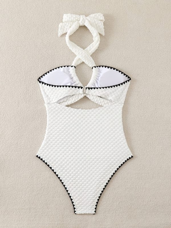 Lace One-Piece Swimsuit, Halter Neck Hollow Elegant Vintage Swimwear, Women'S Swimwear And Clothing. - Image 6