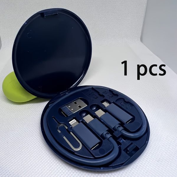 [60W Fast Charging Data Cable] 5-in-1 Mini Data Cable Storage Box, Including 60W Fast Charging USB Cable Set, Silicone Type-C Adapter and Card Slot, Suitable for iPhone 15/15 Pro Max/14 Pro Max/13/12/11, etc., Can be Used for Data Transmission, Storage Card, Tray Pop-up Screw - with Mobile Phone Holder - Image 13