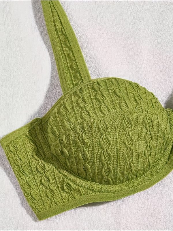 Women'S Comfortable, Lightweight, Solid Beige Bra Set with Rhinestone Accents - No Padding, Perfect for Everyday Wear, Everyday Bra Set|Minimalist Bra Design|Comfortable Bra - Image 6
