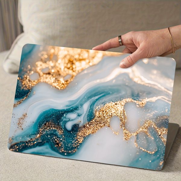 2pcs Elegant Marble & Golden Glitter Vinyl Laptop Skins - Scratch-Resistant DIY Art Protective Covers for Notebooks & Cars - Easy to Apply & Durable Design with Semi-Matte Finish, Notebook Accessories | Elegant Design | Durable Vinyl, Laptop Sleeve - Image 6