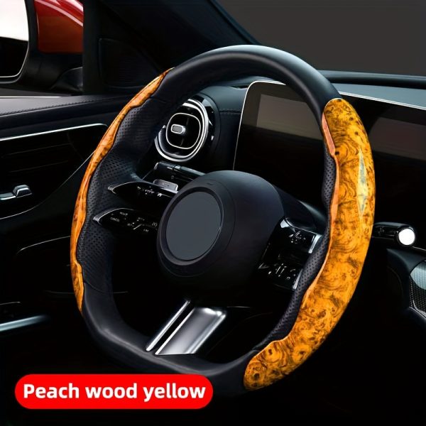 Luxury Peach Wood Grain Steering Wheel Cover - Ultra-Thin, Anti-Slip, Fit for All Seasons, High-End Feel, Easy Installation - Image 9