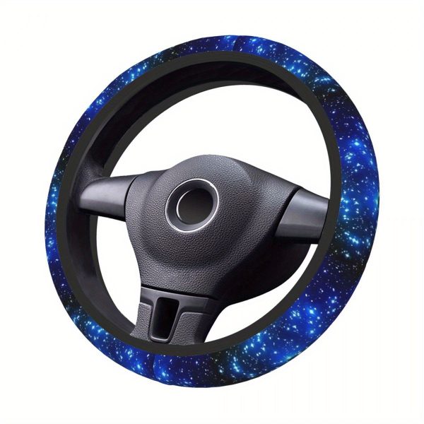 Breathable Anti-Slip Elastic Steering Wheel Cover - Blue Starry Night Design, No Inner Circle, Fit for Cars, Comfortable Grip & All-Season Use, Cute Steering Wheel Cover, Car Accessory, Stylish Car Decor - Image 6