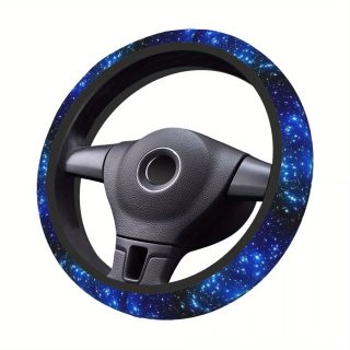 Breathable Anti-Slip Elastic Steering Wheel Cover - Blue Starry Night Design, No Inner Circle, Fit for Cars, Comfortable Grip & All-Season Use, Cute Steering Wheel Cover, Car Accessory, Stylish Car Decor