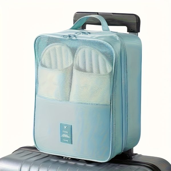 2-in-1 Travel Shoe Storage Bag - Large Capacity Hanging Organizer with Mesh Side Pockets, Space-Saving Design, Machine-Washable Polyester, Available in Multiple Colors, Shoe Storage Bo - Image 14