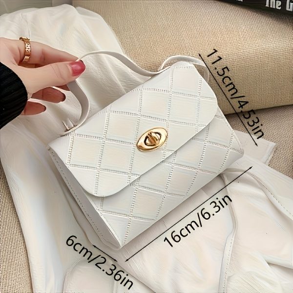 Fashionable lady's mini handbag - Fashion black with striped design, perfect for daily commuting. Women's quilted crossbody handbag, small top handle clutch, designer handbag, handbag, handbag - Image 2