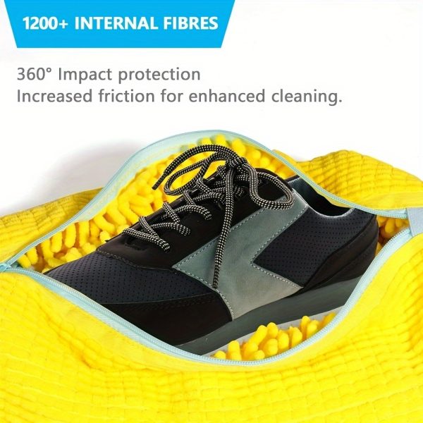 Yellow Shoe Washing Machine Bag for Washer & Dryer - Soft Chenille Laundry Bag with Noise Reduction, Oval Zipper Design & Rich Fluff Lining, Durable Polyester for Sneakers & Most Footwear, Laundry Wash Bag, Sneaker Cleaner, Noise Reduction Material, Footwear Care, Sneaker Enthusiasts, Laundry Bags - Image 11