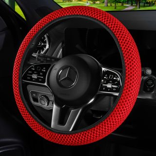 Fit Thick Fabric Grid Car Steering Wheel Cover - No Inner Ring, Stylish Red & Black Design, Durable & Wear-Resistant, Multiple Styles for Most Vehicles, Cute Steering Wheel Cover, Vehicle Interior Accessory, Sporty Look, Wearresistant Material