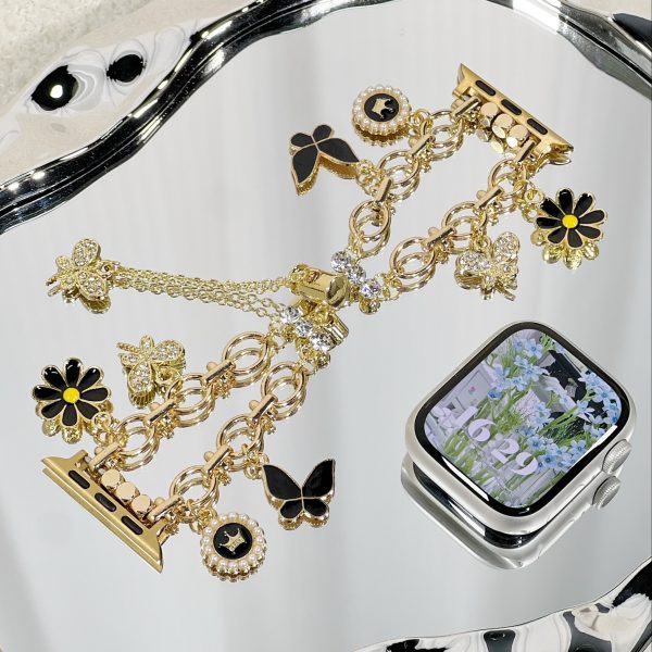 1pc Daisy Chain Apple Watch Band for Women - Alloy Jewelry Clasp Luxury Floral Charm Strap, Compatible with 38mm-49mm & Apple Watch Ultra/Series 10-1, Fashionable Smart Wristband (No Battery Needed), Apple Watch Straps - Image 10