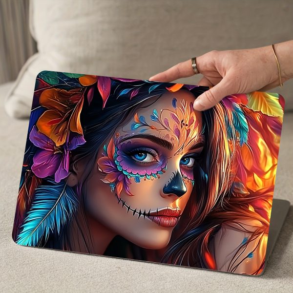 2pcs Vibrant Day of the Dead Laptop Art Decals - Waterproof & Scratch-Resistant Vinyl Stickers, Colorful Floral and Skull Design for Laptops, Cars, Helmets, Motorcycles, Fridges, Laptop Accessories - Image 7