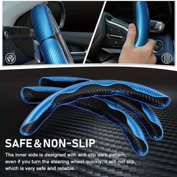 3pcs Car Steering Wheel Cover Set, Carbon Fiber Steering Wheel Covers, Three-Piece Split Anti-Slip Steering Wheel Protector with Butterfly Wings, Suitable for Most Cars, Sports Car Accessories - Image 6