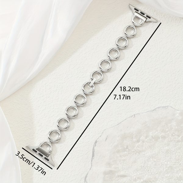 1pc Gold-Plated Stainless Steel Watch Band, Fashionable Jewelry Clasp Strap for Apple Watch Series 1-10/SE, Compatible with 38mm-49mm iWatch Models, Non-Water Resistant Replacement Wristband - Image 2