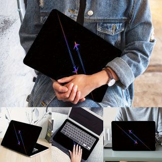 2pcs Vibrant Rainbow Airplane Laptop Stickers - Waterproof, Scratch-Resistant, Self-Adhesive Vinyl Skins for Laptops & Notebooks, Ideal for Personalization & Stylish Accessory, Notebook Accessories | Vibrant Design | Durable Laptop Skin, Laptop Decor