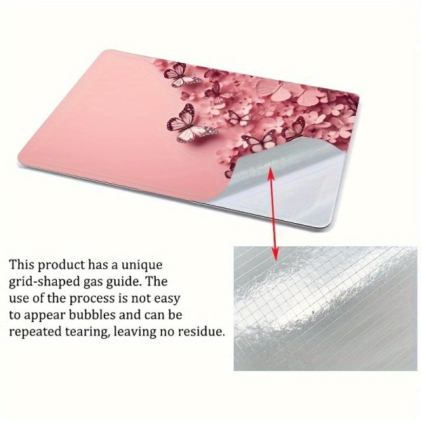 Roller packaging 3pcs, 1pc spare, no need to worry about sticking issues, suitable for laptops - pink butterfly and flower design ultra-thin, sturdy, fashionable protection - bubble-free, durable cover, suitable for ultrabooks and notebooks - Image 9