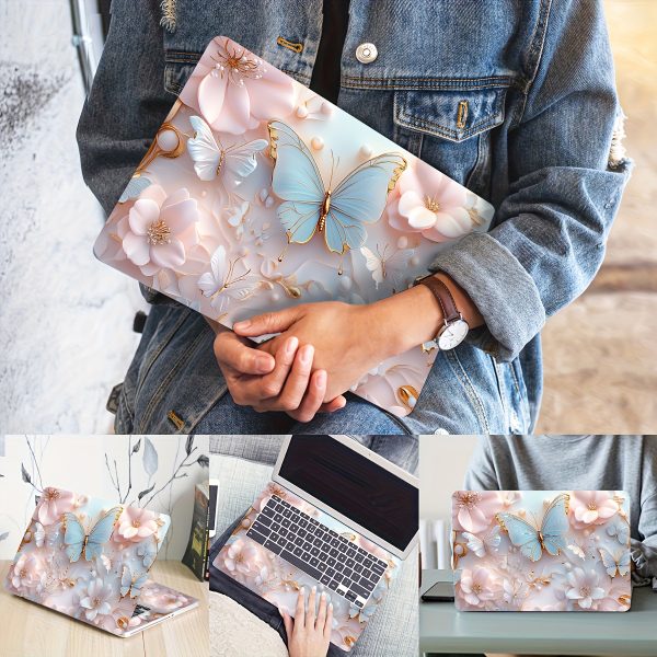 Vinyl Laptop Shell Butterfly Floral Stickers, 2pcs/Set, Scratch-Resistant DIY Art Protective Cover for Laptops - Easy to Apply and Durable Design Suitable for Laptops & Cars - Image 6