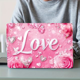 2pcs Elegant Pink Love Heart Vinyl Laptop Stickers - Waterproof, Scratch-Resistant, DIY Art Protection for Laptops & Cars, Perfect for Valentine'S Day or Romantic Themes, Romantic Accessories | Elegant Sticker Design | Durable Vinyl Stickers, Laptop Accessories