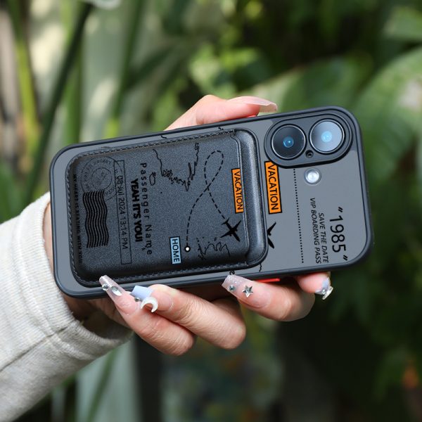 2pcs 1 set&Fashionable luxury all inclusive shockproof Aeronautical chart Pattern for iPhone 16 15 14 13 12 11 Pro Max 7 8 Pus Magnetic attraction Phone case&High quality Faux Leather magnetic card clip KJ1 Compatible with 1-2 credit cards or bank cards - Image 6