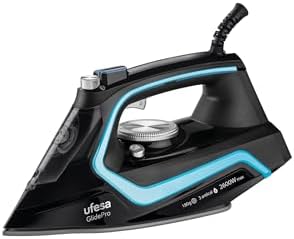 UFESA Steam Iron 2600W, Strong Steam Stroke 180 gr. Constant Steam Jet up to 35gr /min, Ceramic Soleplate, Triple Anti-Calcification System, Anti-Drip, Spray function,2 Years Warranty-PV2600 Glide Pro Buy Online at Best Price in UAE - Amazon.ae