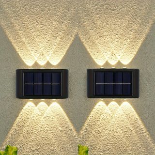 2PCS Solar Ligh Led Lights Outdoor Sun Light Garden Street Landscape Balcony Decoration Solar Wall Light Outdoor Easy To Install For Garden Driveway Access Wall Lights