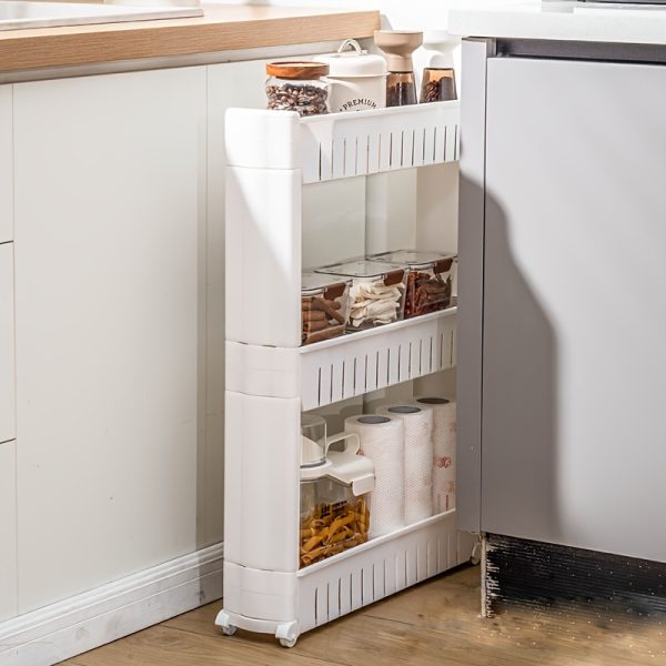 3-Tier Ultra-Narrow Refrigerator Edge Gap Organizer - Freestanding Cart for Bathroom and Living Room Storage - Suitable for Hotel Home Kitchen Bathroom Living Room Scenarios - Image 5