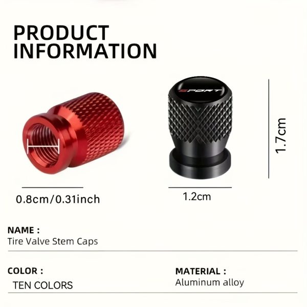 4pcs Universal Metal Tire Valve Stem Caps, Sport Icon Design, Dust & Water Proof, Car Wheel Accessories for All Vehicles - Image 2