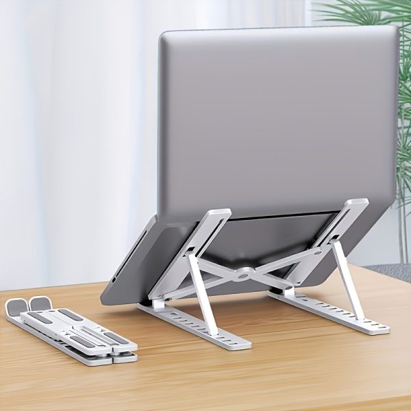 Adjustable Height & Angle Laptop Stand with 10-Level Positioning, Ergonomic Portable Foldable Desktop Stand for Improved Posture & Airflow, Compatible with Most Laptops, Vertical Laptop Stand, Sturdy Construction - Image 5