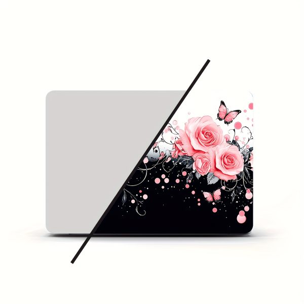 2pcs Elegant Pink Rose & Butterfly Vinyl Laptop Skins - Waterproof, Scratch-Resistant, Self-Adhesive Art Protection for Laptops & Cars, Perfect for Women'S Accessories, Laptop Skin | Artistic Laptop Skin | Durable Laptop Skin, Laptop Decor - Image 5