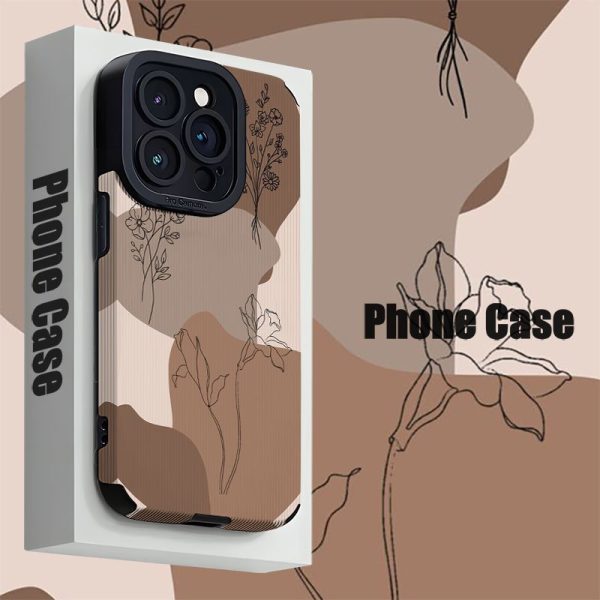 Abstract Brown Floral Pattern Phone Case for Iphone 15/15 Plus/15 Pro/15 Pro Max, Iphone 14/14 Plus/14 Pro/14 Pro Max, Iphone 13/13 Pro/13 Pro Max, Iphone 12/12 Pro/12 Pro Max, Iphone 11/11/11 Pro Max/Iphone 7/8/Iphone X/XS, Dirt-Resistant, Shockproof, And Stylish.