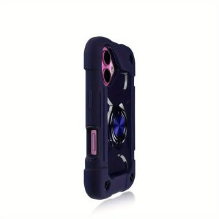 A Colorful Dual Ring Case Suitable for The Apple Iphone 16, Featuring a Durable Shell with a 360° Dual Rotating Ring Stand, a Phone Lanyard, And a 3-In-1 Protective Cover That Is Shockproof.