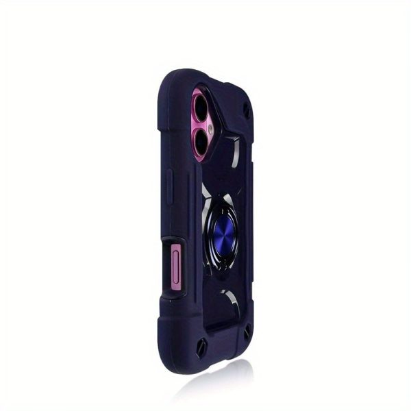 A Colorful Dual Ring Case Suitable for The Apple Iphone 16, Featuring a Durable Shell with a 360° Dual Rotating Ring Stand, a Phone Lanyard, And a 3-In-1 Protective Cover That Is Shockproof.