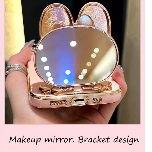 New fashionable phone case suitable for iPhone 11 12 13 14 15 16 16Por 15Pro Max 16Plus phone case, rabbit three-dimensional stand ultra-thin electroplated soft phone case protective case with bracelet - Image 8